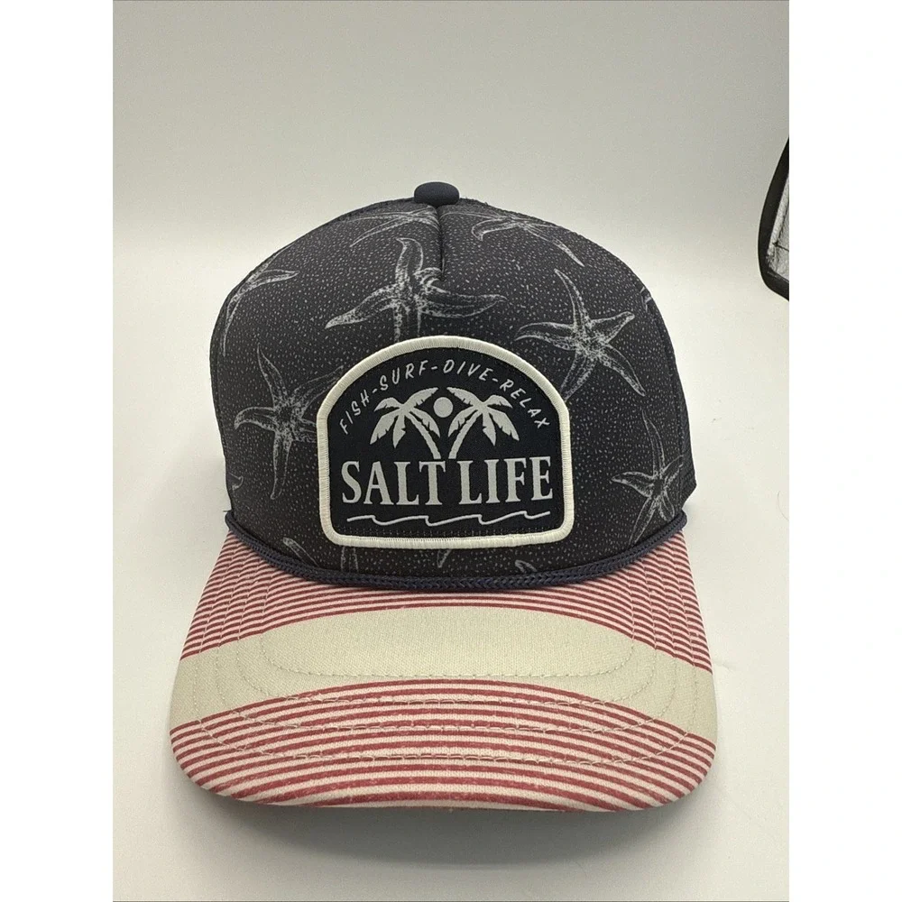 Salt Life Youth Salty Honor Hat‎ Navy NWT Fish-Surf-Dive-Relax Cap OSFM